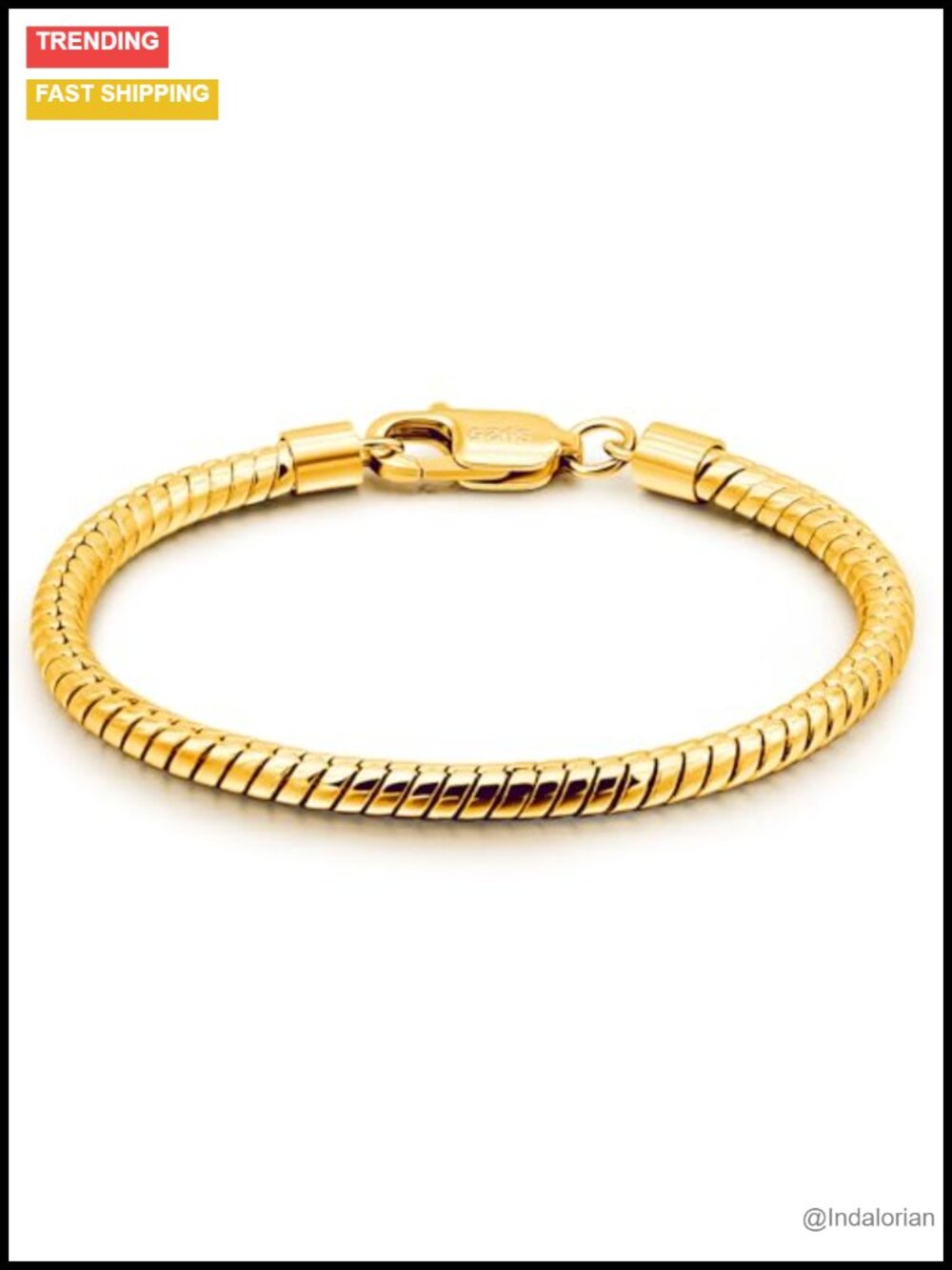 Solid 925 Sterling Silver Snake Chain Bracelet for Men Women